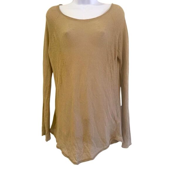 MICHAEL Michael Kors Tan Semi Sheer Knit Oversized Long Sleeve Sweater Top Small - Picture 1 of 2